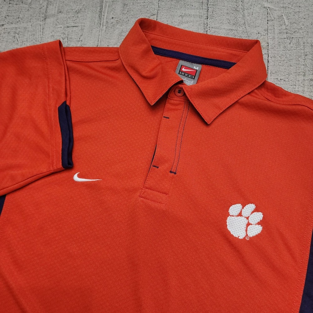 Nike Team Clemson Tigers Golf Polo Shirt Men's Size‎ M Vintage Y2K Orange
